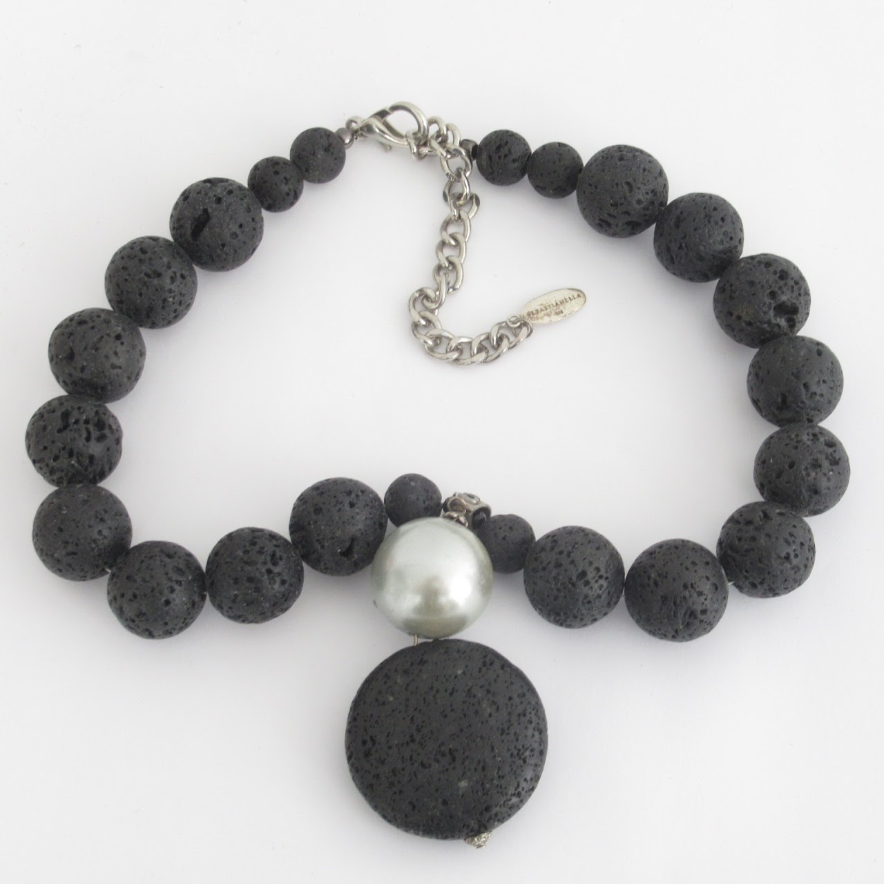 Sebastianella Sterling Silver & Black Lava Necklace