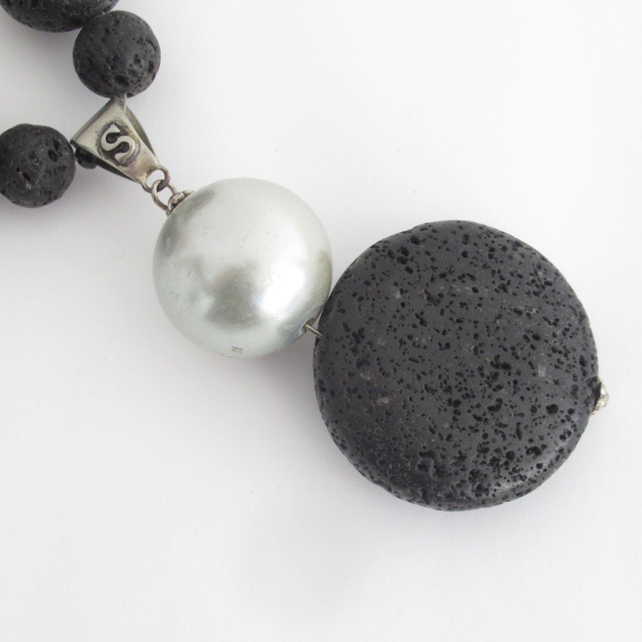 Sebastianella Sterling Silver & Black Lava Necklace