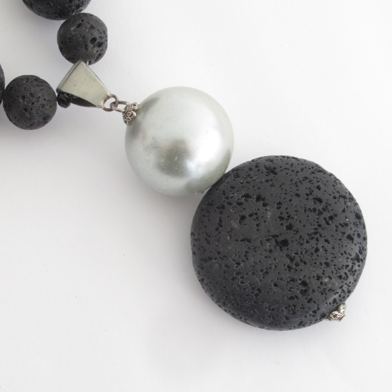 Sebastianella Sterling Silver & Black Lava Necklace