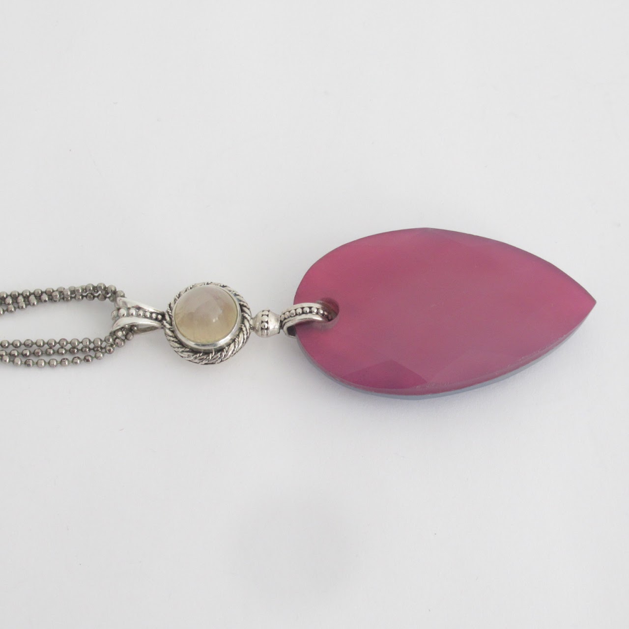 Sterling Silver & Pink Quartz Pendant Necklace