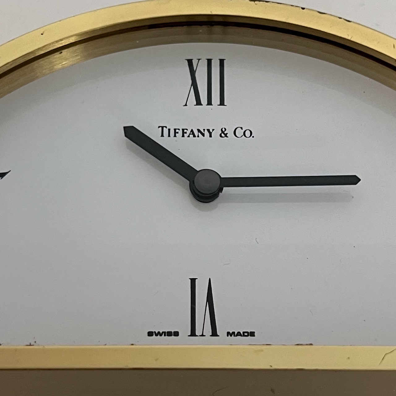Tiffany & Co. Brass Half Moon Mantel Clock
