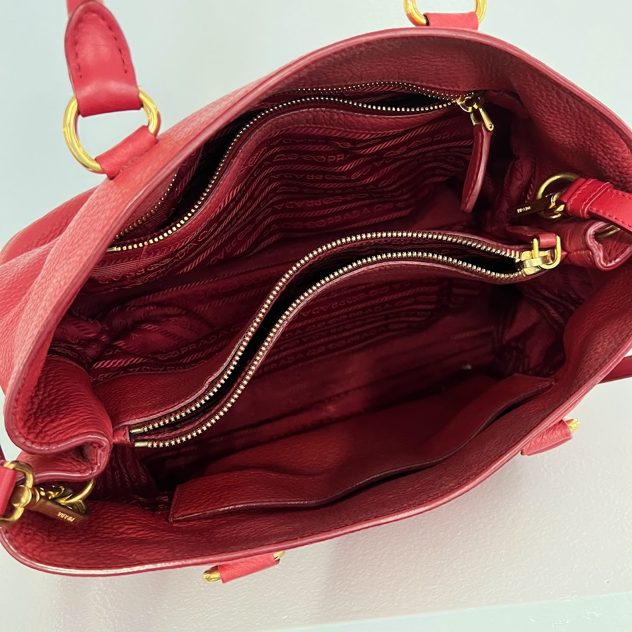 Prada Red Leather Shoulder Bag