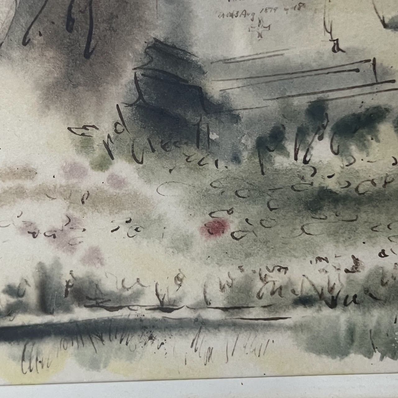 Betty Guy Signed Roman Cemetery Watercolor Painting