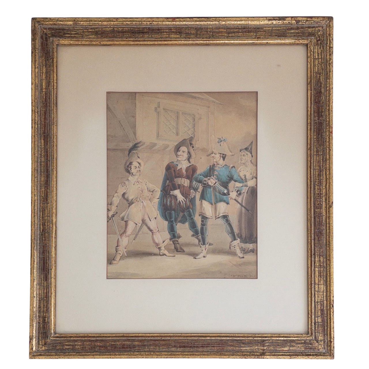 William Heath Signed Antique Watercolor Painting 1