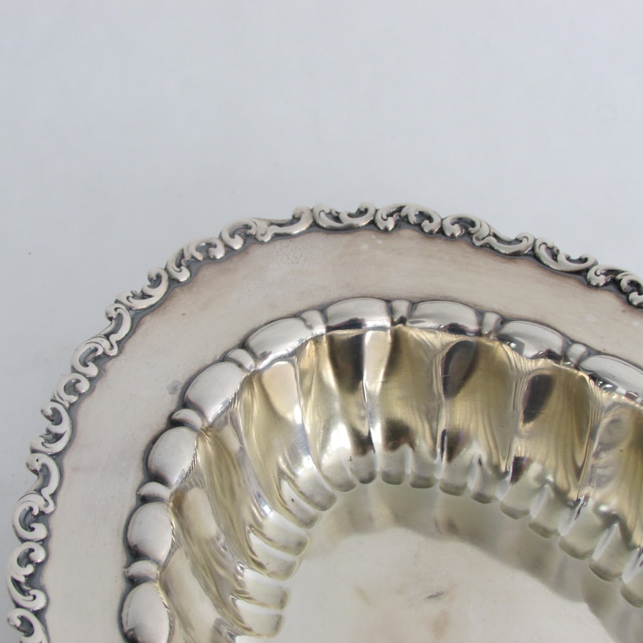 Sterling Silver Repousse Edge Oval Dish