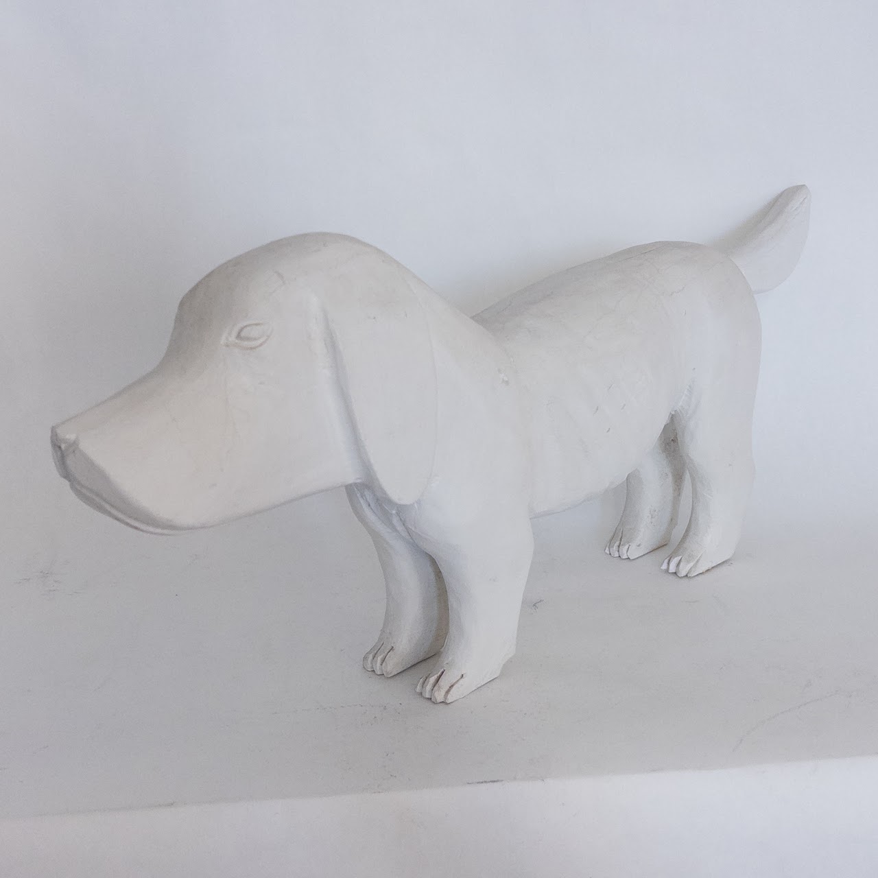 Hound Dog Carved Wood Sculpture