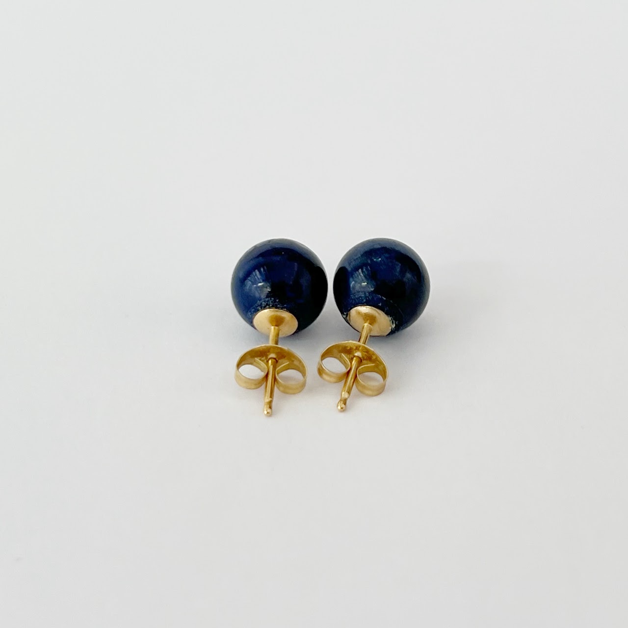 14K Gold and Blue Stone Earrings