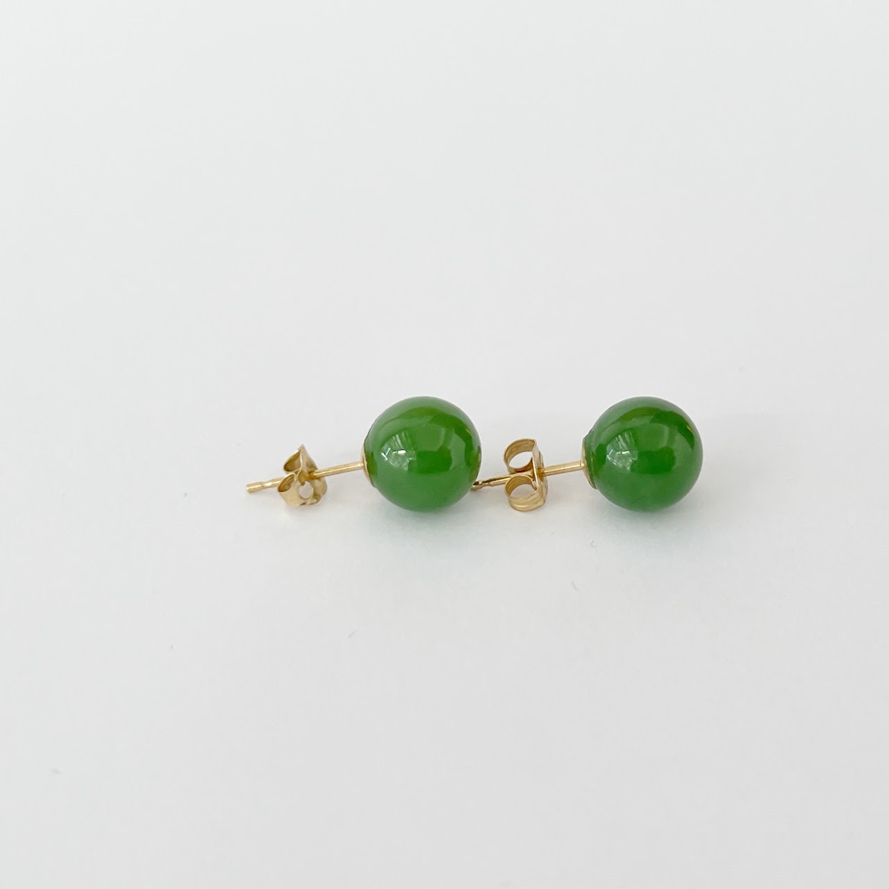 14K Gold and Green Stone Earrings