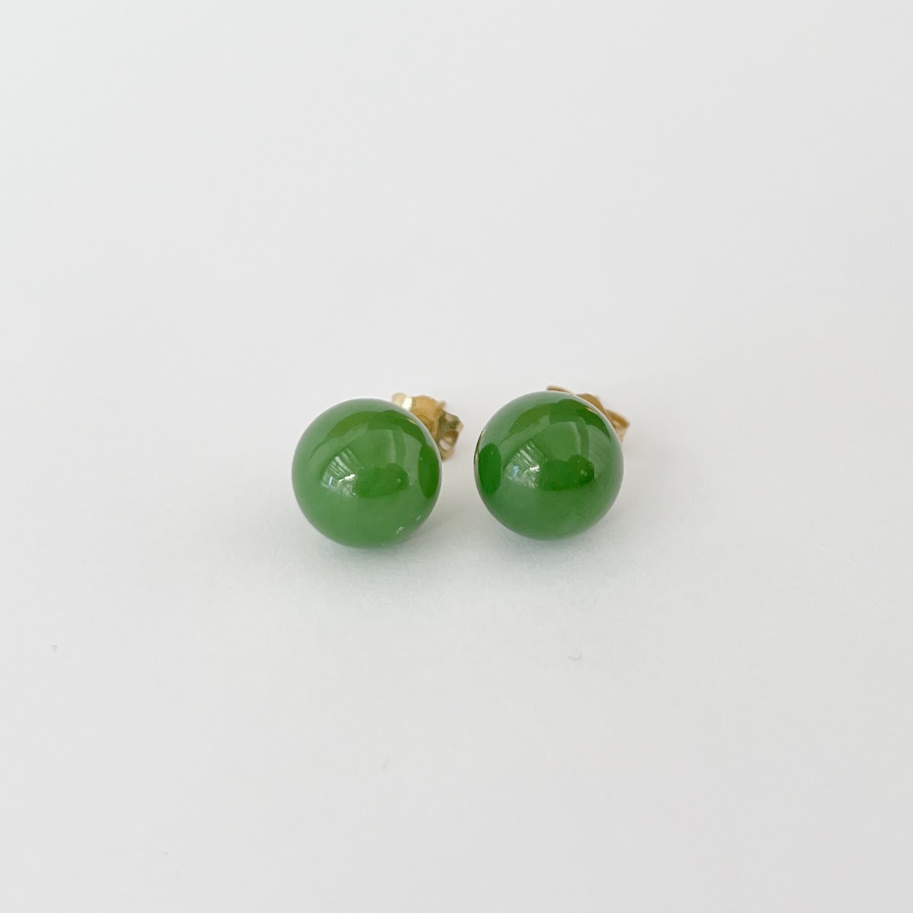 14K Gold and Green Stone Earrings