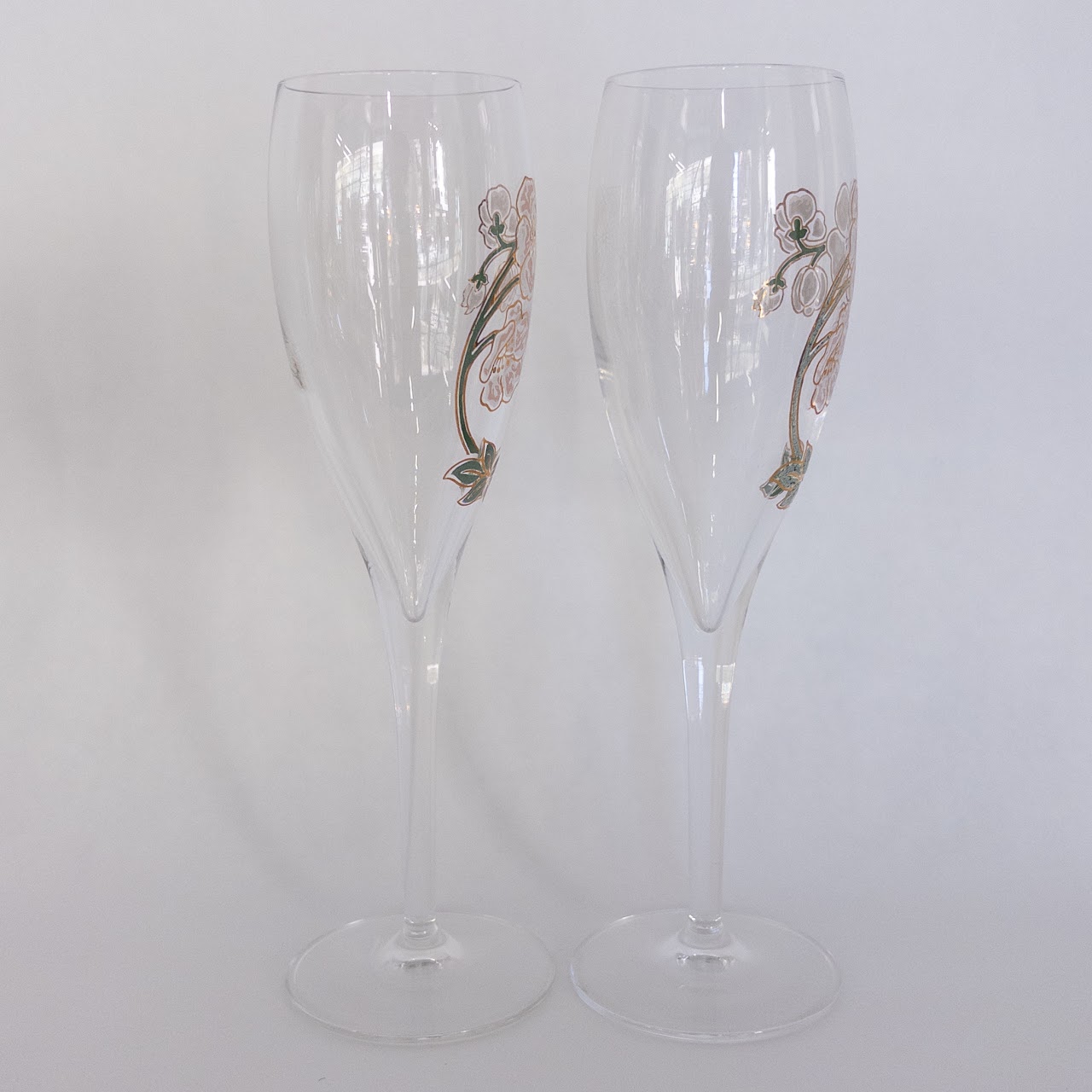 Perrier- Jouet Set of Six Decorated Champagne Flutes