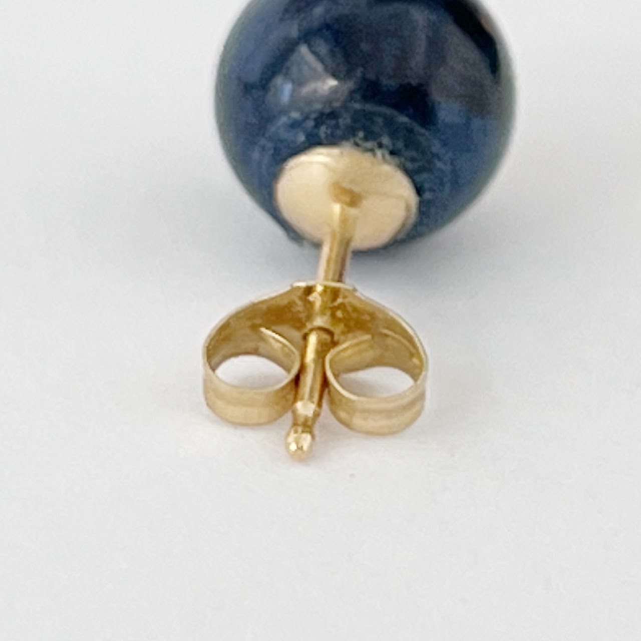 14K Gold and Blue Stone Earrings