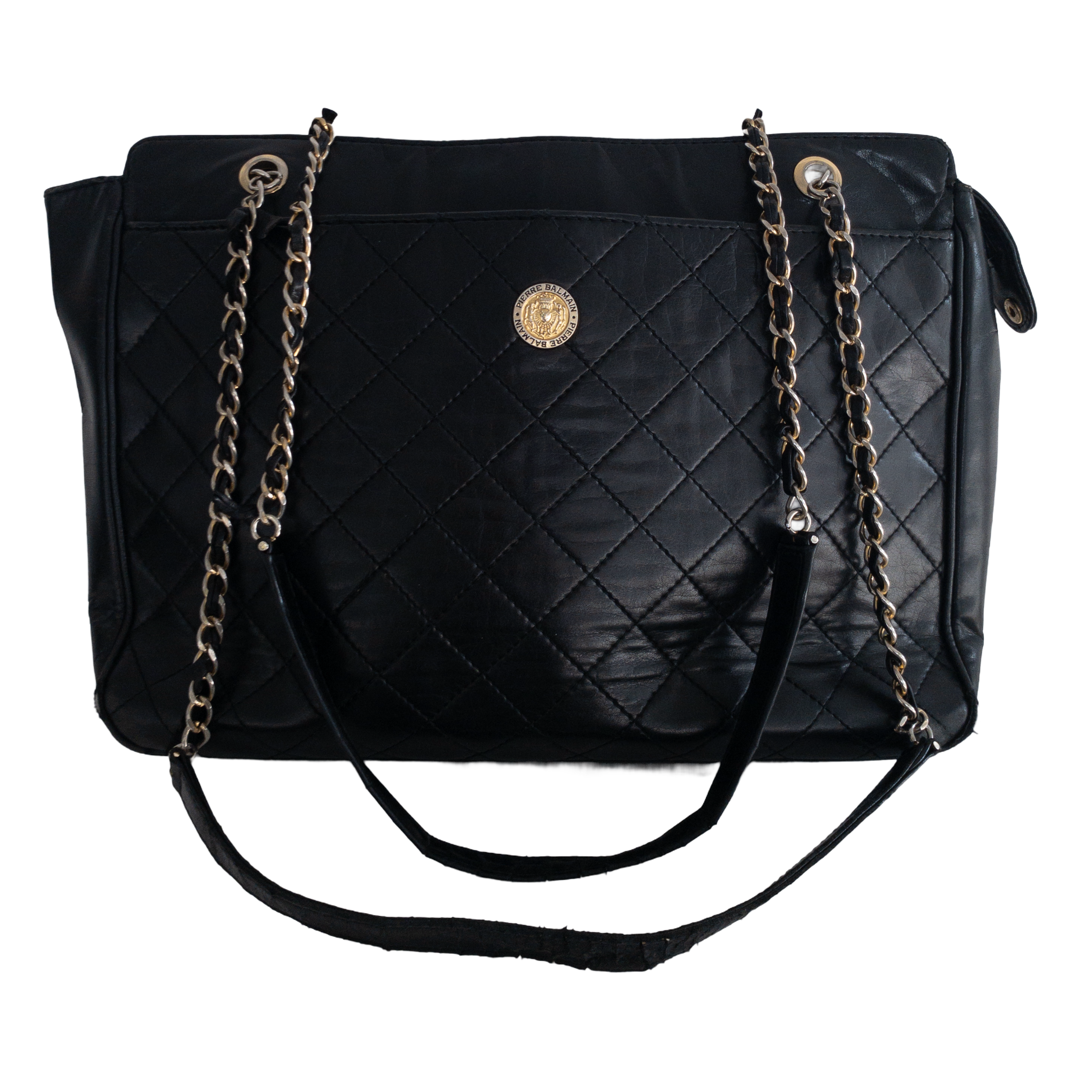 Pierre Balmain Vintage Quilted Leather Shoulder Bag