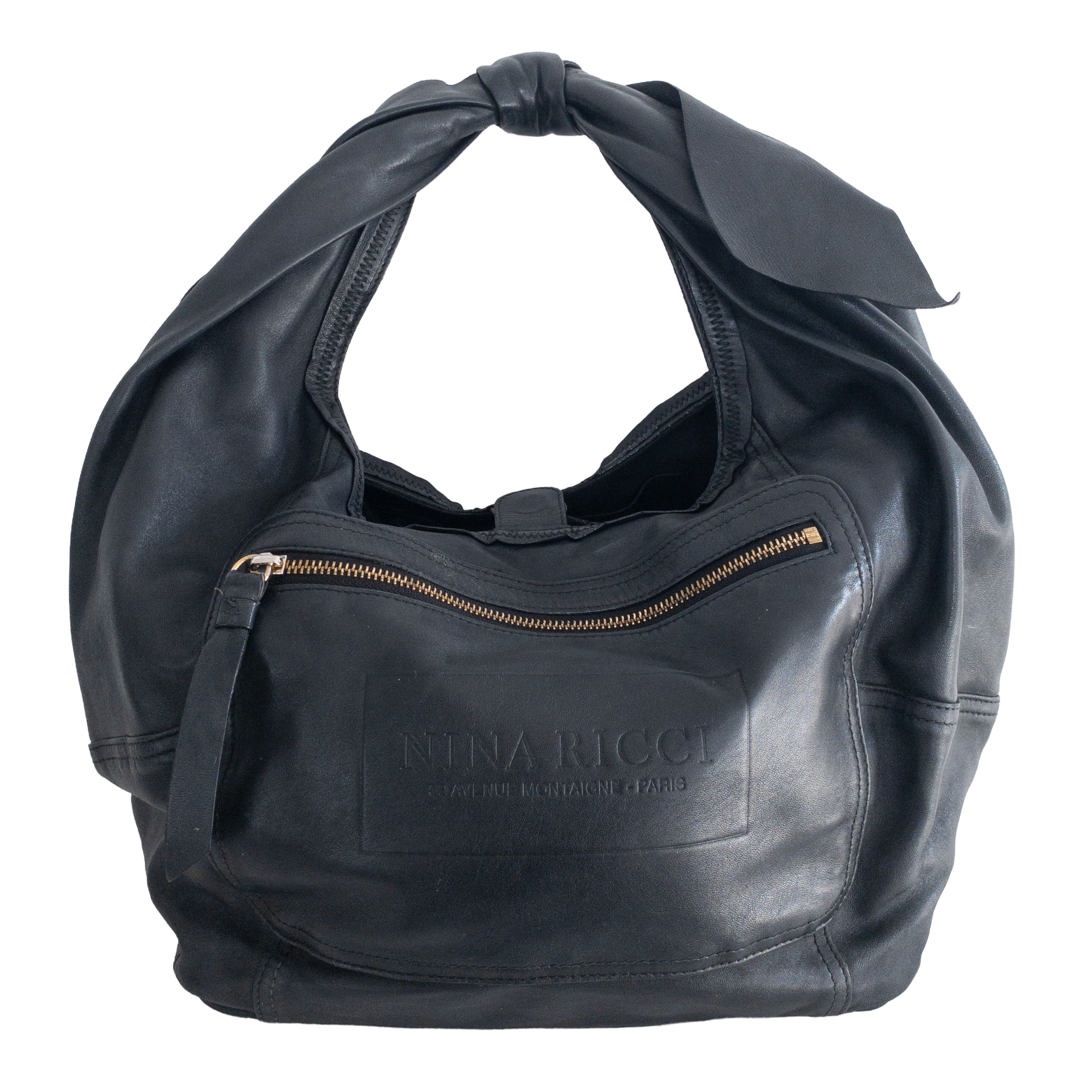 Nina Ricci Black Leather Hobo Bag