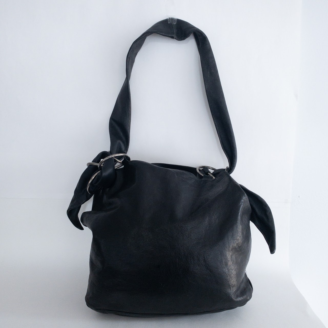 Maison Martin Margiela Black Leather Hobo Bag