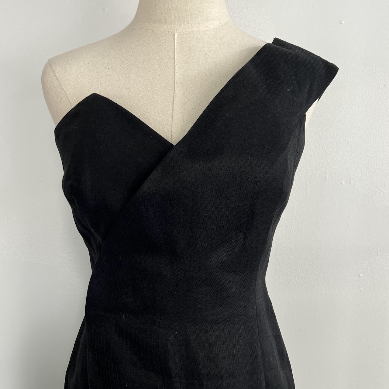 Gianni Versace Couture Black Linen Cocktail Dress