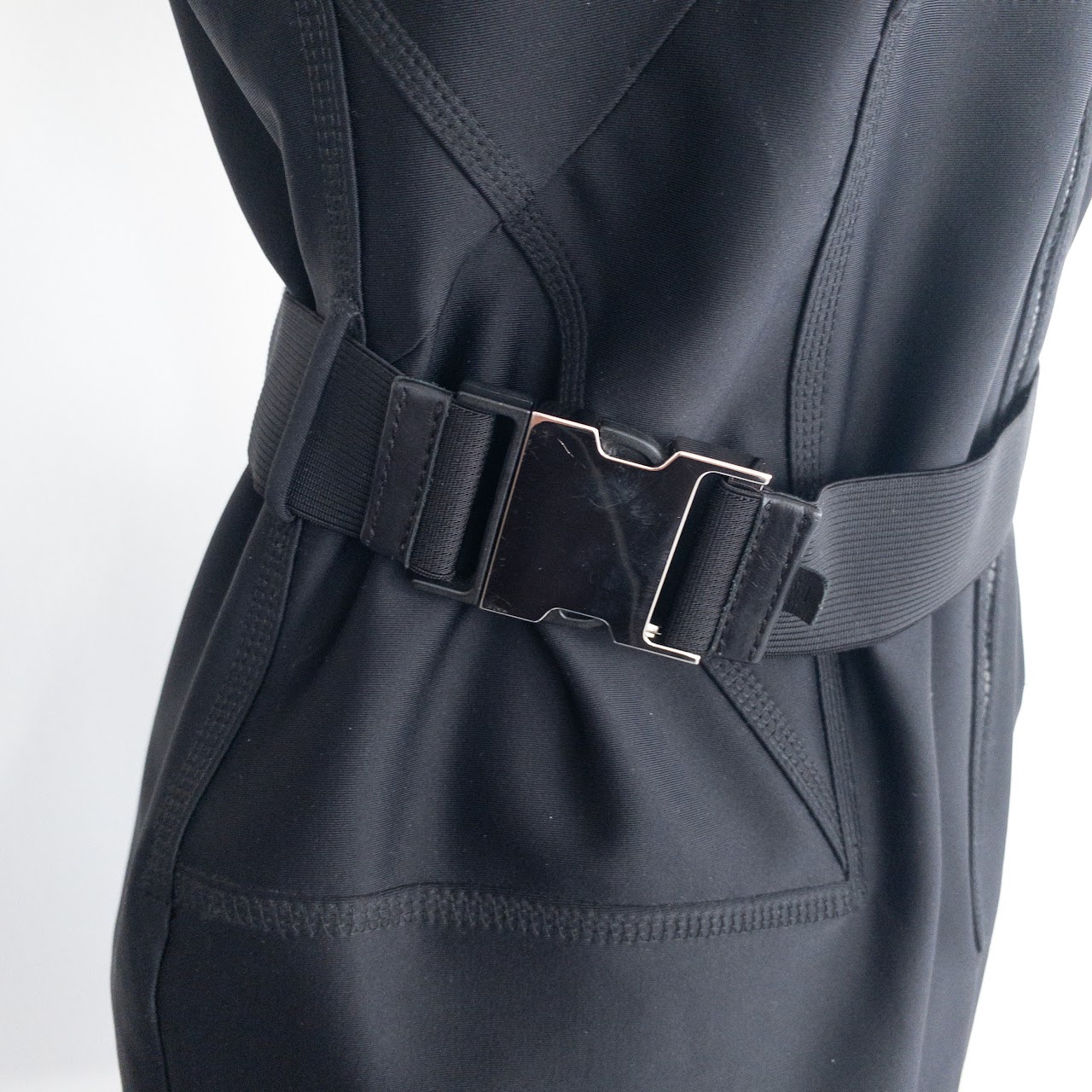 Gucci Scuba Inspired Belted Black Dress