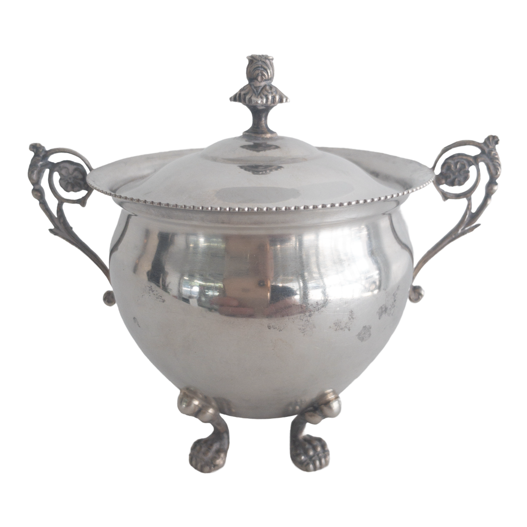 800 Silver Antique Footed Sugar Bowl