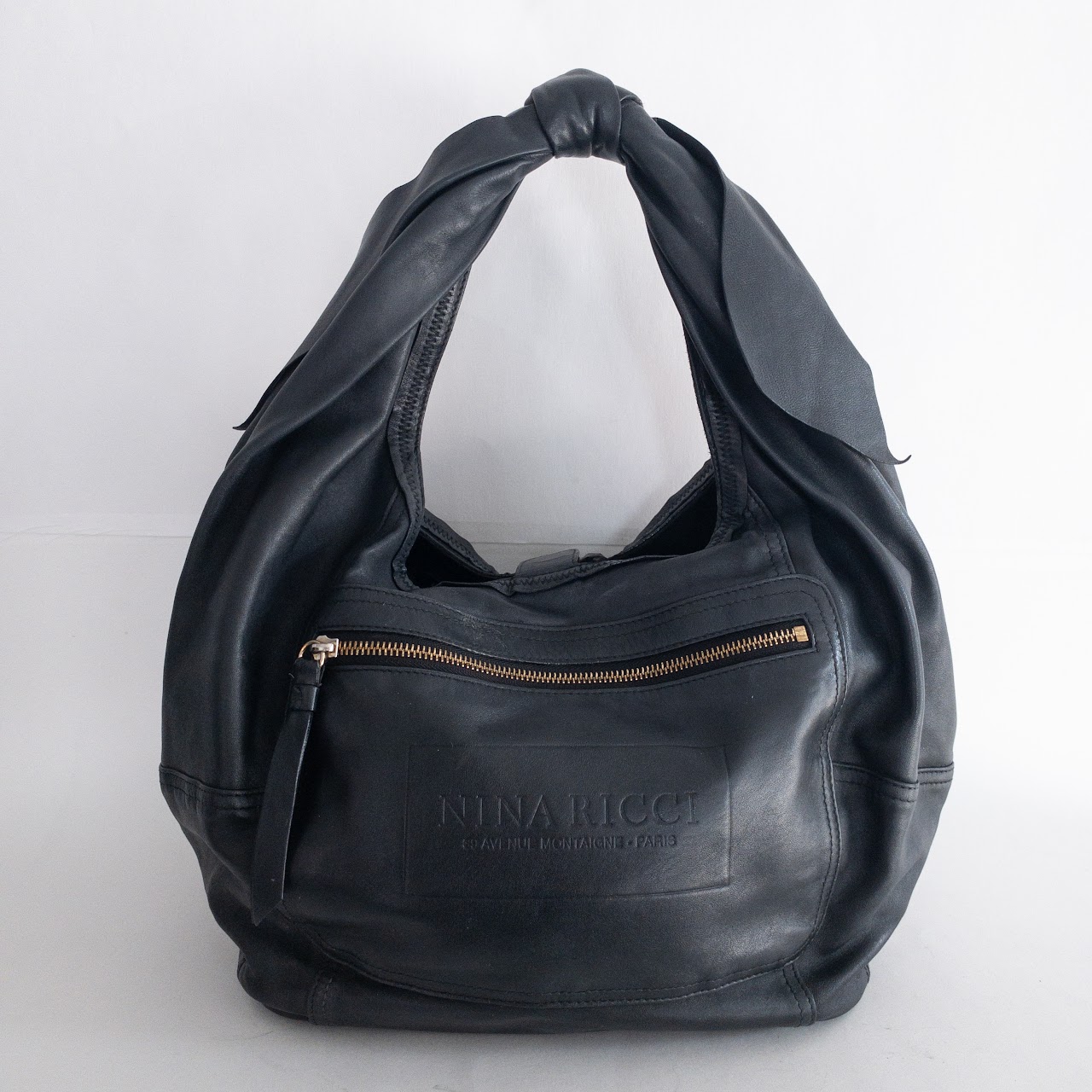 Nina Ricci Black Leather Hobo Bag