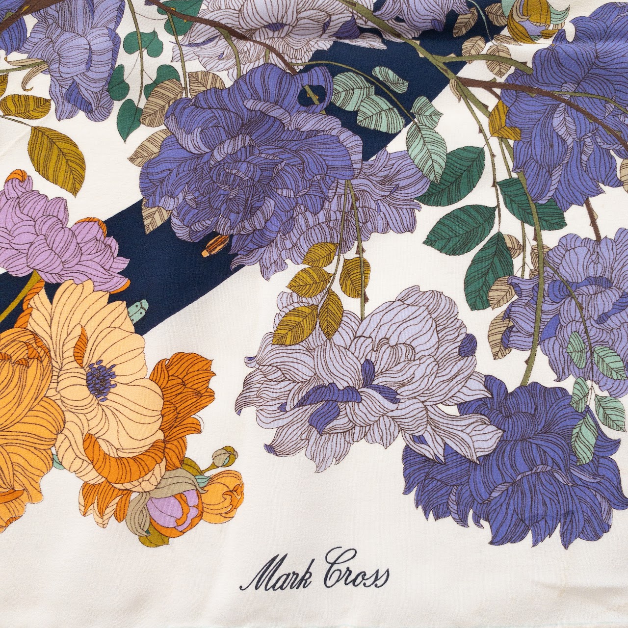 Mark Cross Vintage Floral Silk Scarf