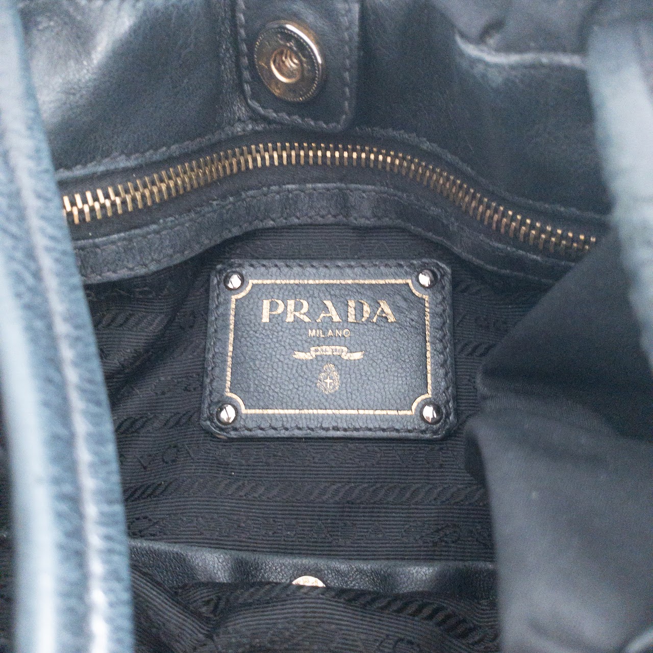 Prada Nylon and Leather Bow Drawstring Shoulder Bag