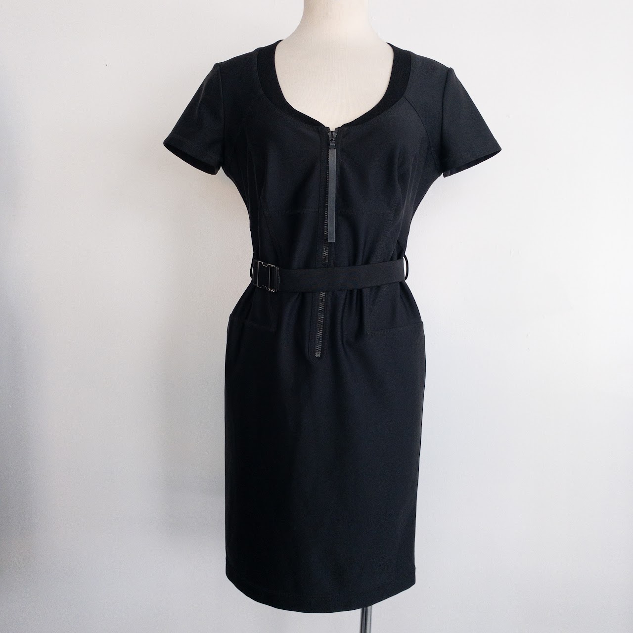 Gucci Scuba Inspired Belted Black Dress