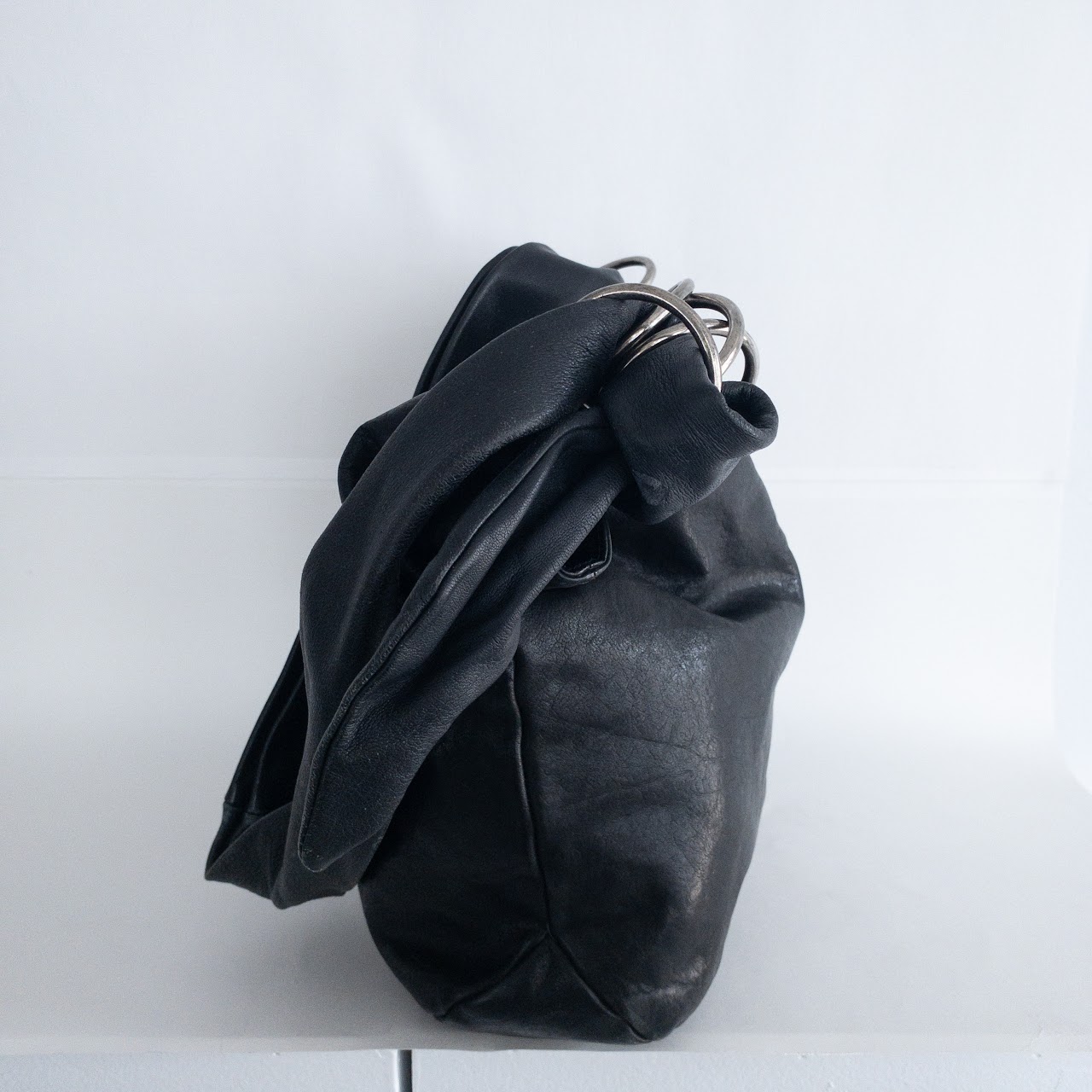 Maison Martin Margiela Black Leather Hobo Bag