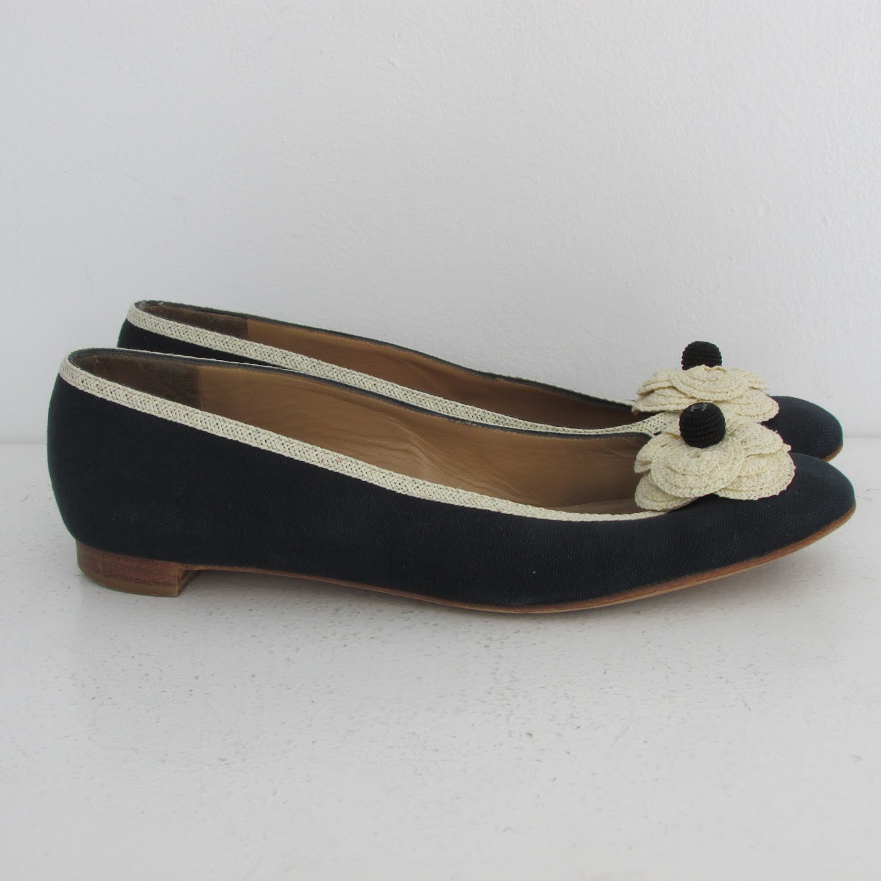 Chanel Navy Blue Canvas Ballet Flats