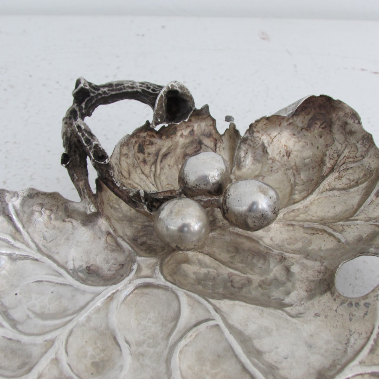 900 Silver Figural Leaf Candy Dish