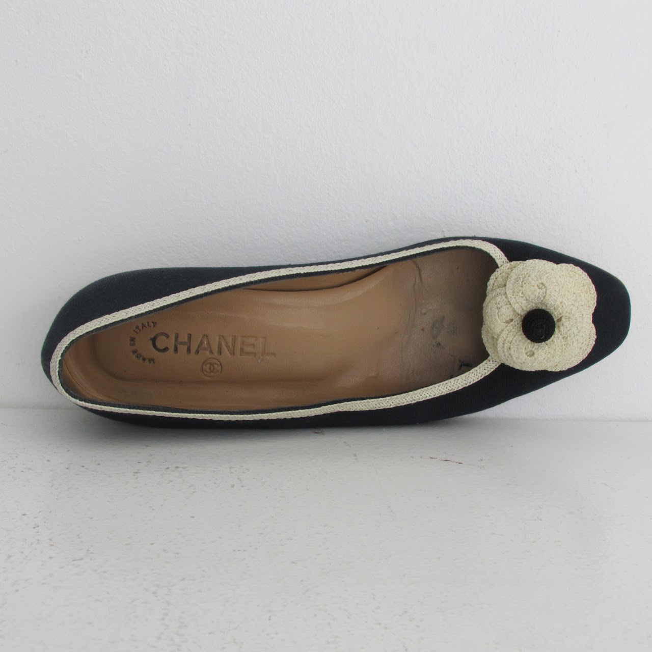 Chanel Navy Blue Canvas Ballet Flats