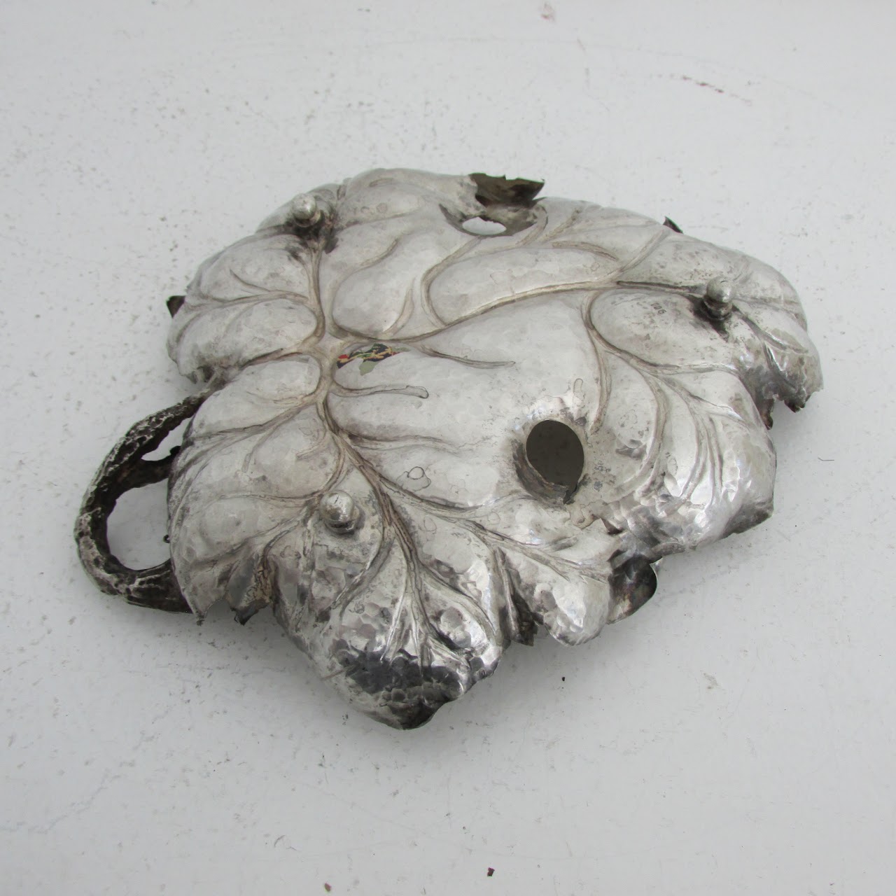 900 Silver Figural Leaf Candy Dish