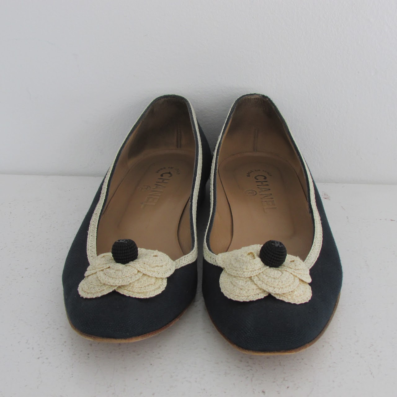 Chanel Navy Blue Canvas Ballet Flats