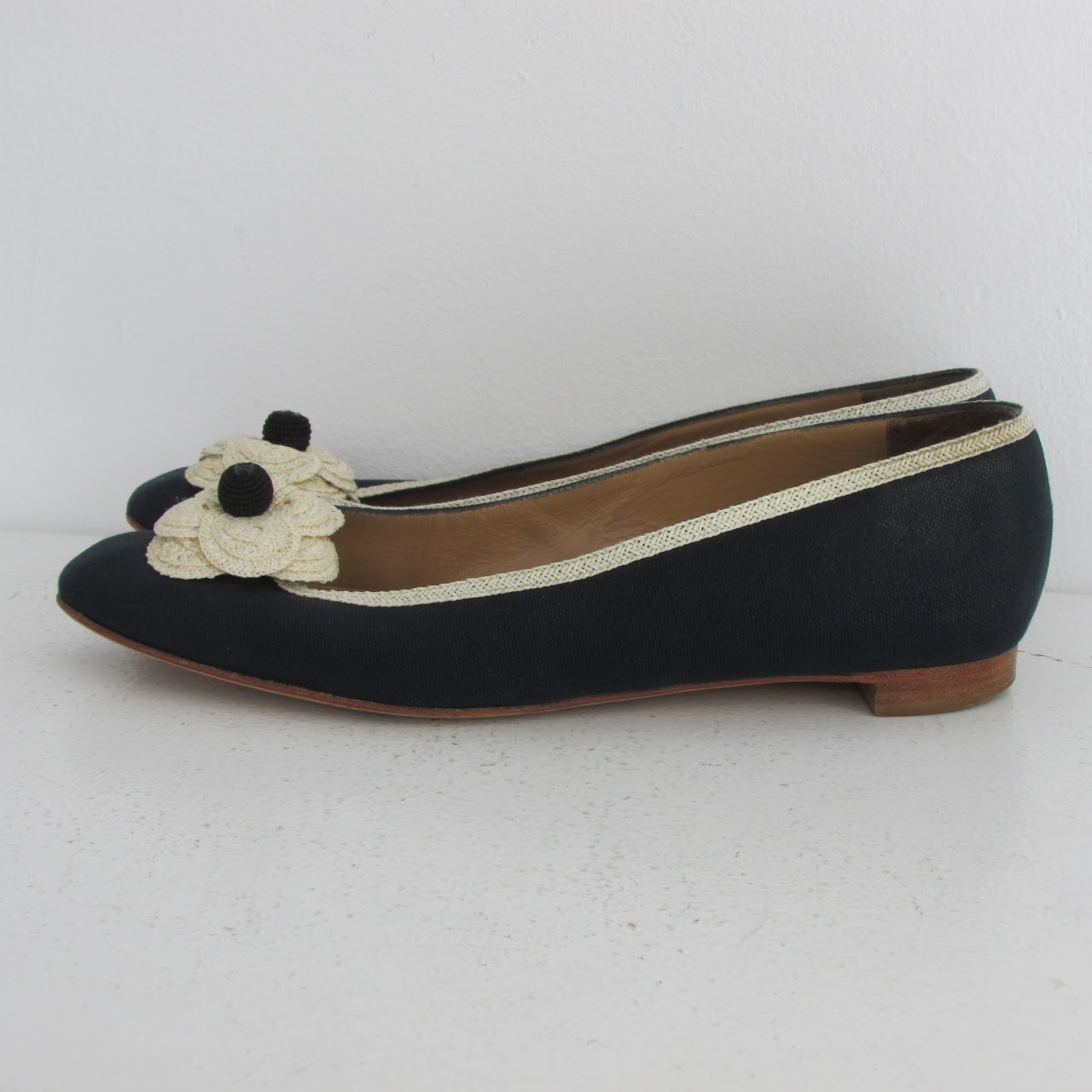 Chanel Navy Blue Canvas Ballet Flats