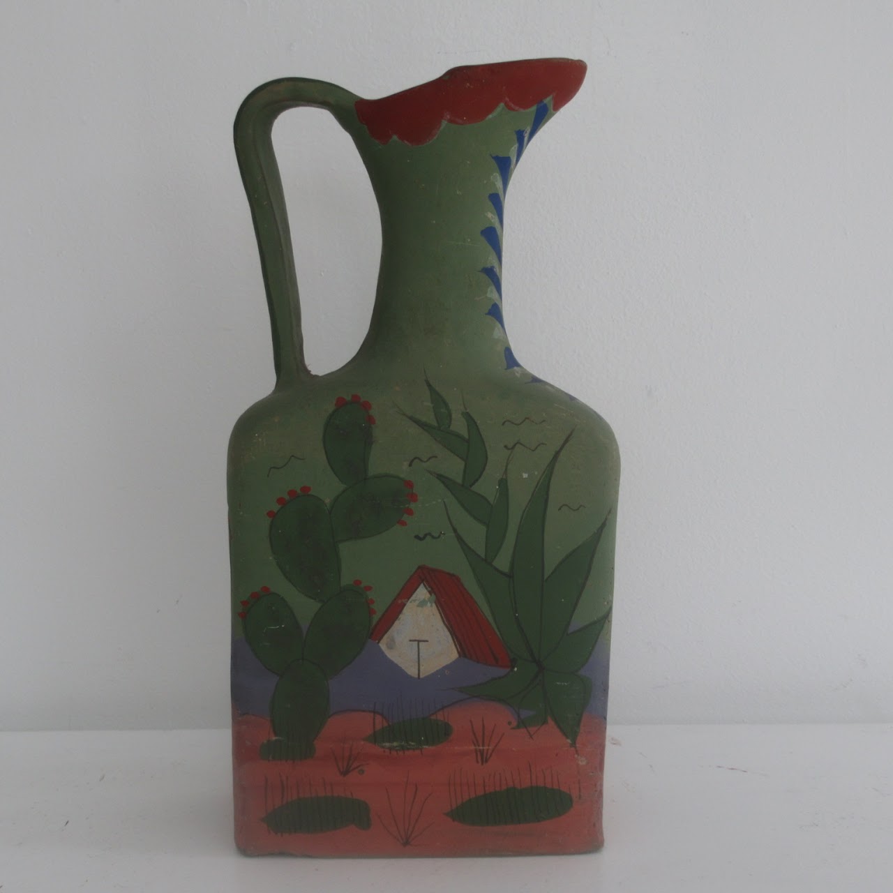 Mexican Art Scene Pottery Pitcher