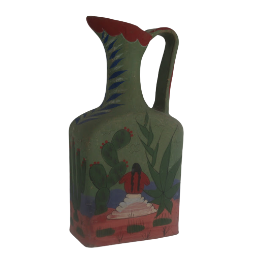 Mexican Art Scene Pottery Pitcher