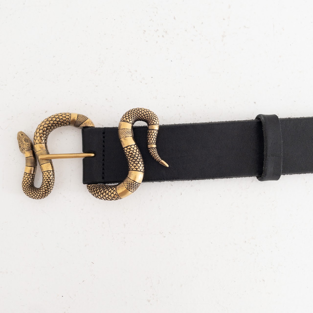 Gucci Snake Buckle Leather Belt