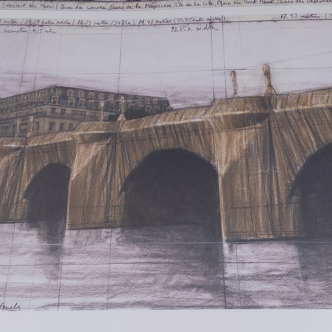 Christo Signed 1985 Pont Neuf Wrapped Poster