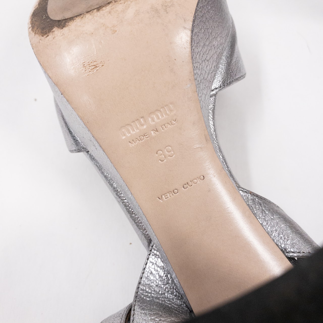 Miu Miu Metallic Leather Platform Sandals