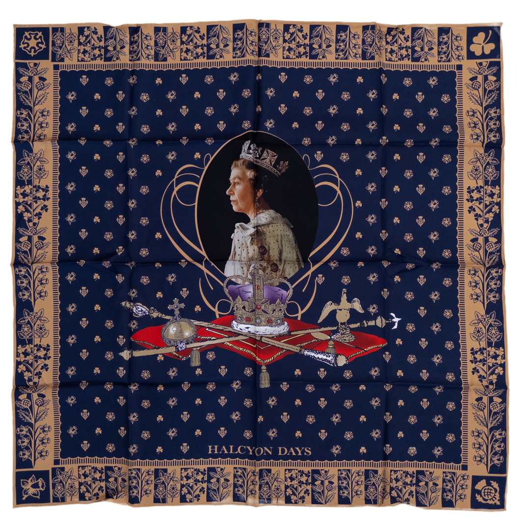 Halcyon Days MINT 'Longest Reigning Monarch' Commemorative Silk Scarf