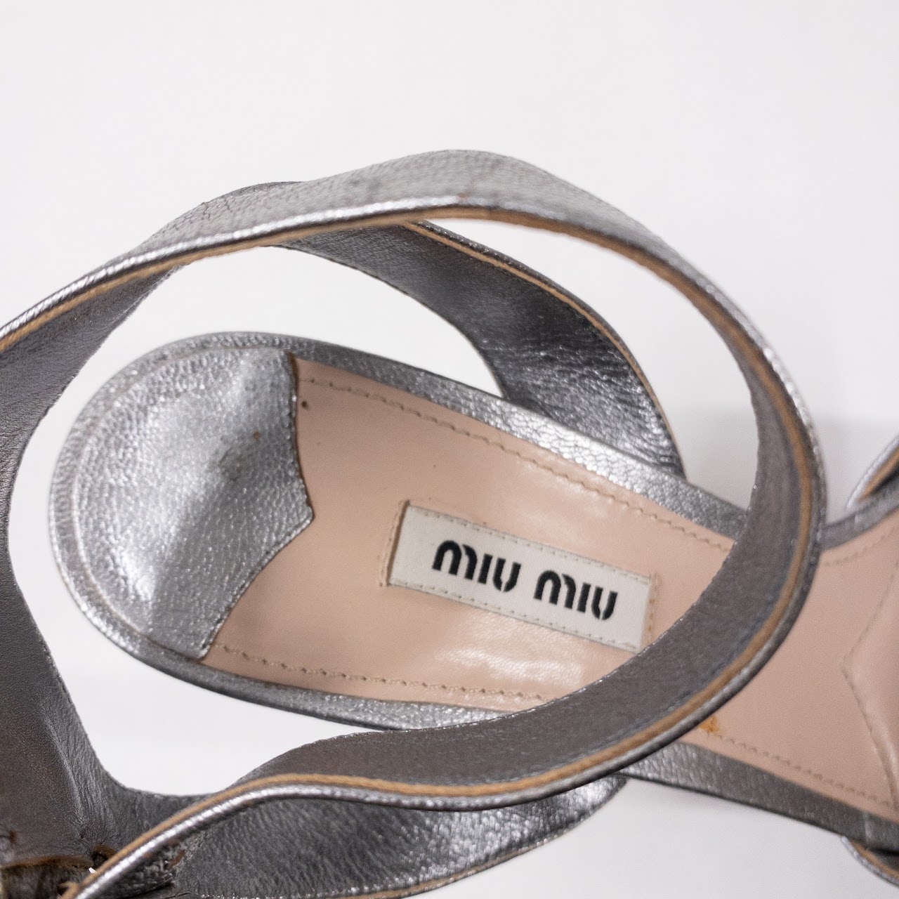 Miu Miu Metallic Leather Platform Sandals