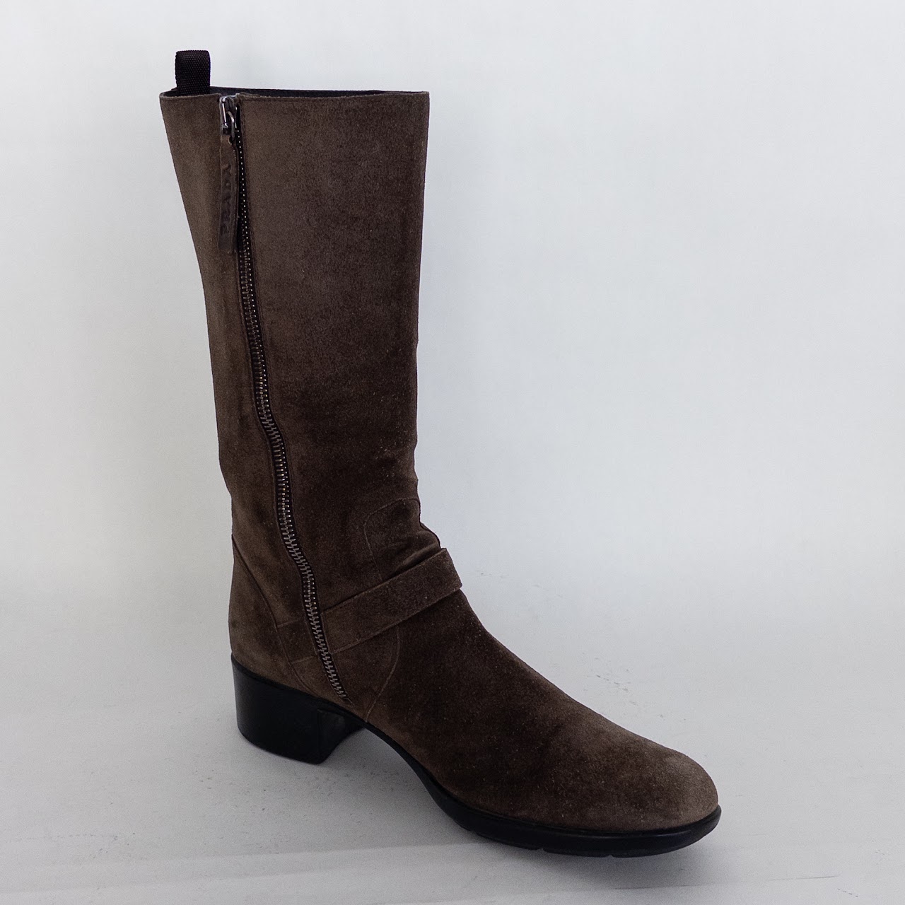 Prada Suede Mid-Calf Moto Boots