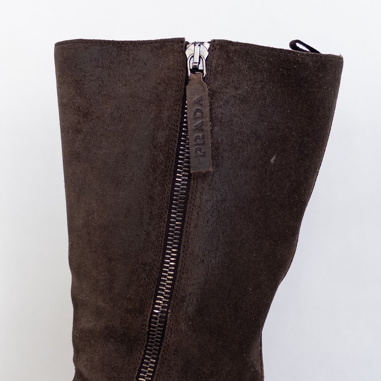 Prada Suede Mid-Calf Moto Boots