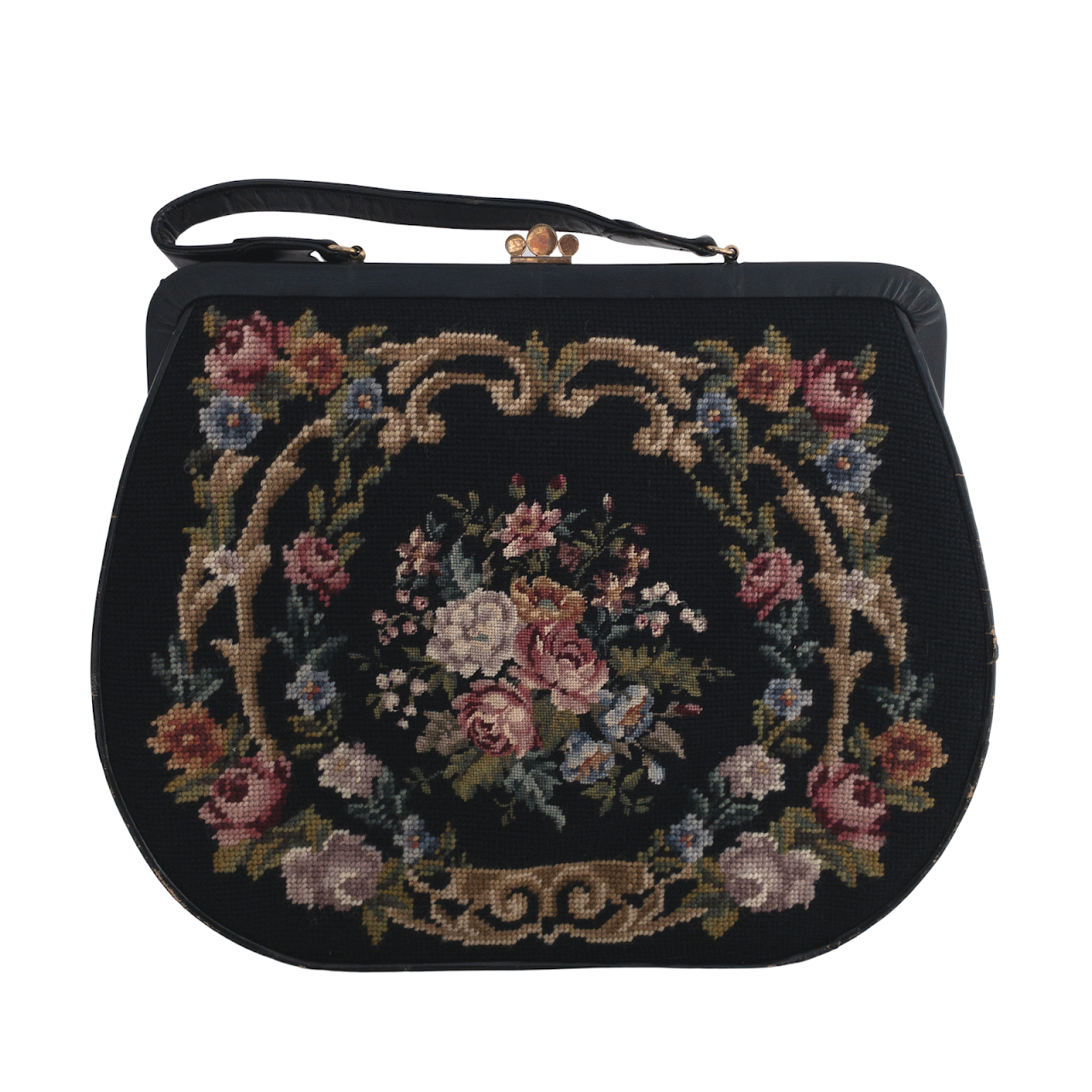 Petit Point Vintage Oversized Frame Handbag