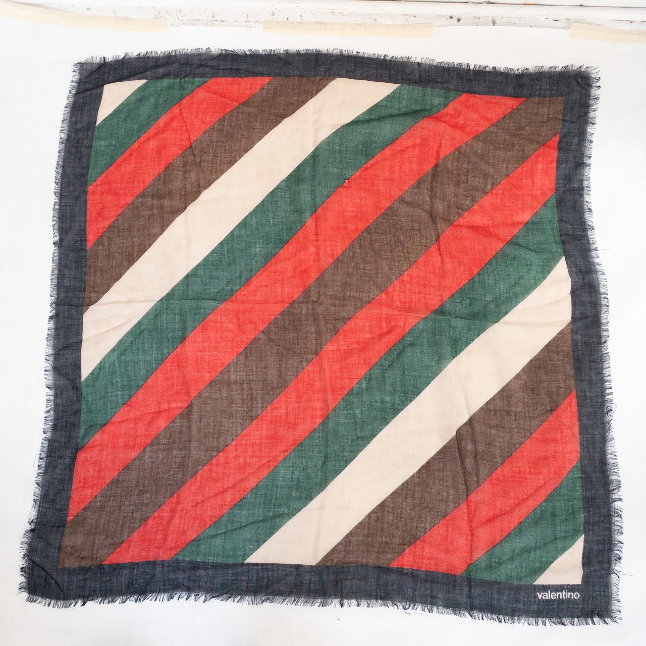 Valentino Vintage Striped Sheer Scarf