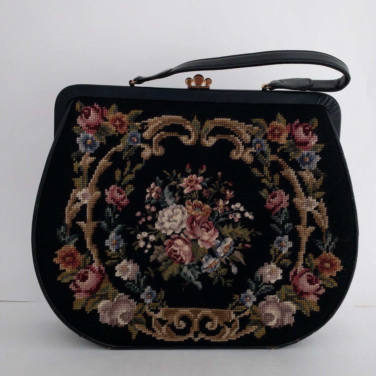 Petit Point Vintage Oversized Frame Handbag