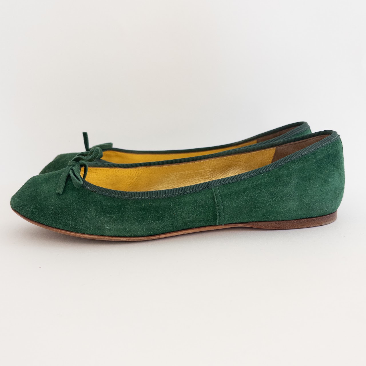 Prada Suede Peep Toe Ballet Flats