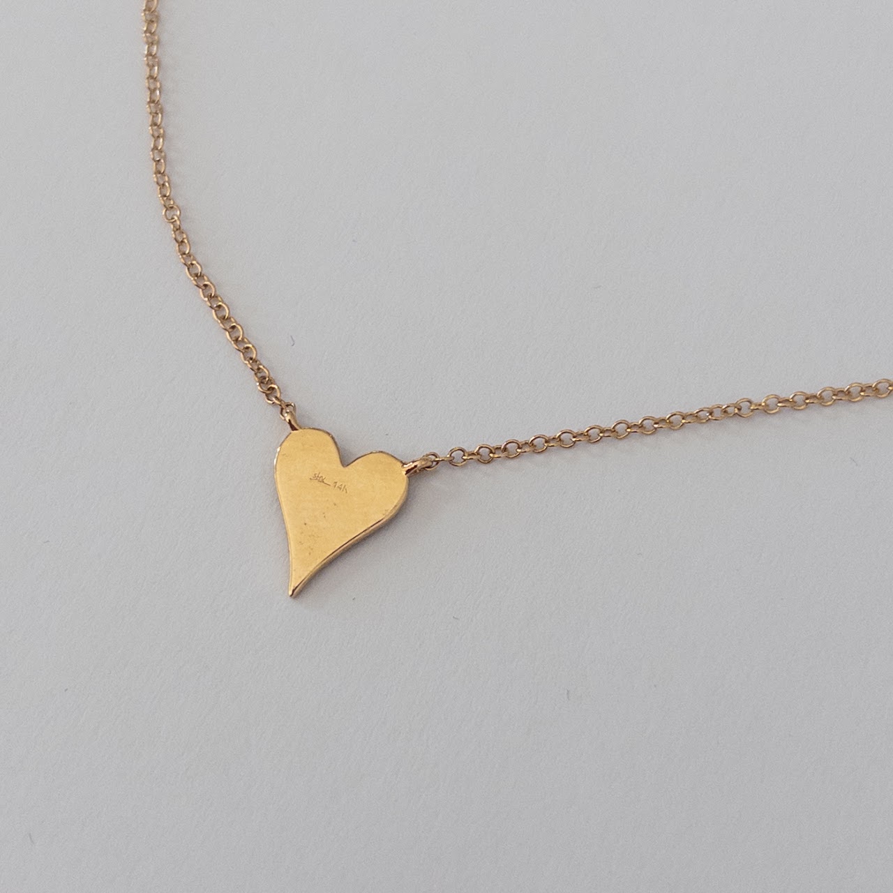 14K Necklace with Diamond Pave Heart Pendant