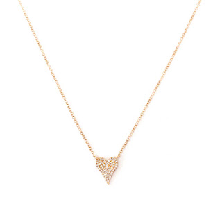 14K Necklace with Diamond Pave Heart Pendant