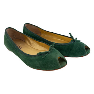 Prada Suede Peep Toe Ballet Flats