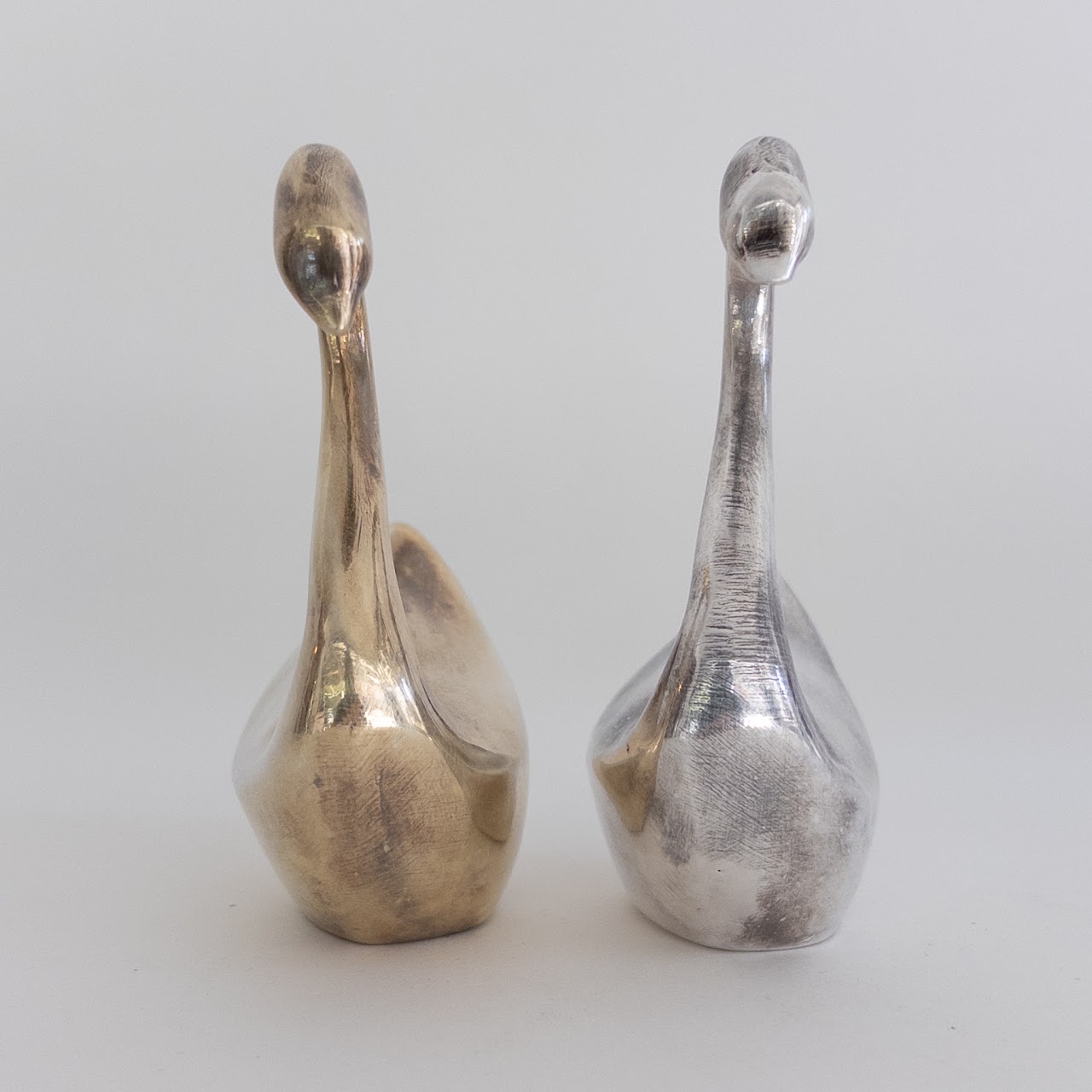 Sterling Silver Zadok Arts Goose Paperweight Pair