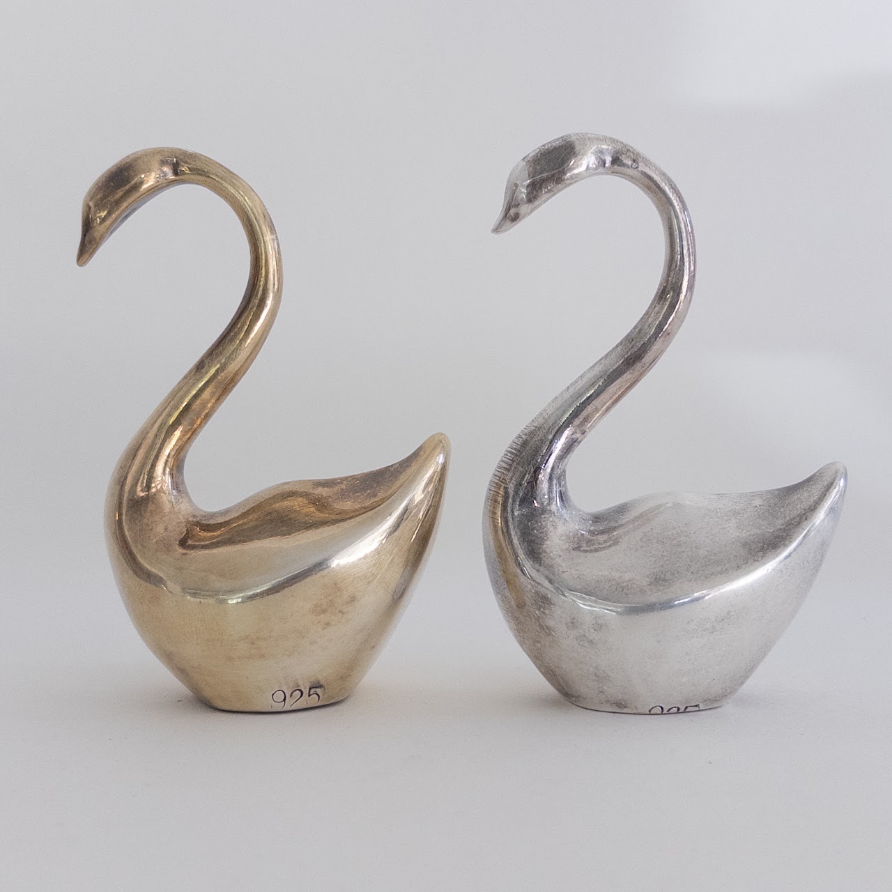 Sterling Silver Zadok Arts Goose Paperweight Pair